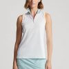 White Women’s Ralph Lauren Sleeveless Quarter-Zip Polo Shirts
