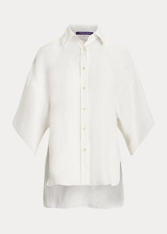 White Women’s Ralph Lauren Soloman Linen Blouse Shirts White Women’s Ralph Lauren Soloman Linen Blouse Shirts