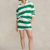 White Women’s Ralph Lauren Striped Drawstring Athletic Shorts White Women’s Ralph Lauren Striped Drawstring Athletic Shorts