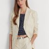 White Women’s Ralph Lauren Striped Linen-blend Twill  Blazers