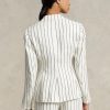 White Women’s Ralph Lauren Striped Linen Jacquard Blazers White Women’s Ralph Lauren Striped Linen Jacquard Blazers
