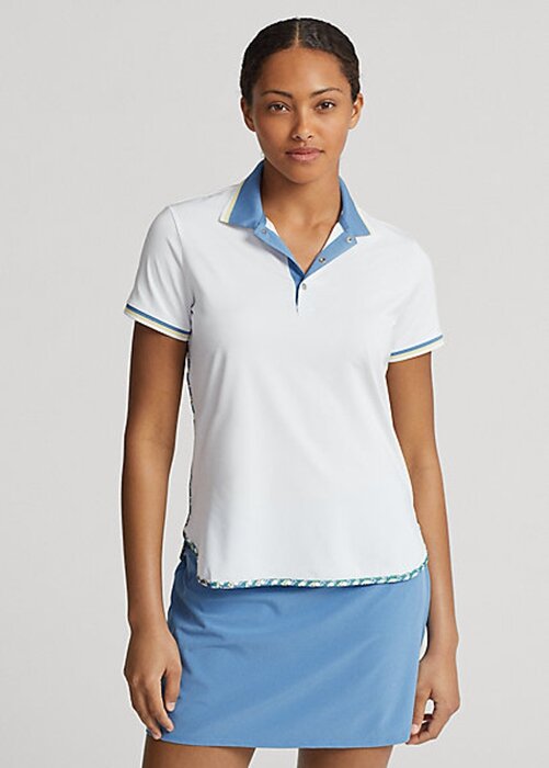 White Women’s Ralph Lauren Tailored Fit Jersey Polo Shirts White Women’s Ralph Lauren Tailored Fit Jersey Polo Shirts