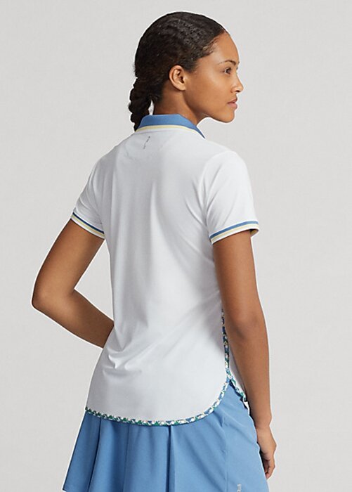 White Women’s Ralph Lauren Tailored Fit Jersey Polo Shirts White Women’s Ralph Lauren Tailored Fit Jersey Polo Shirts