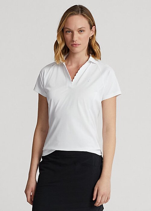 White Women’s Ralph Lauren Tailored Fit Piqué Polo Shirts White Women’s Ralph Lauren Tailored Fit Piqué Polo Shirts