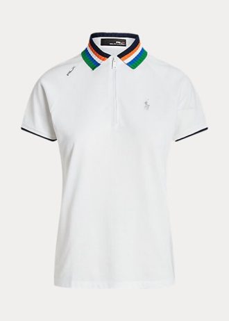 White Women’s Ralph Lauren Tailored Fit Quarter-Zip Polo Shirts