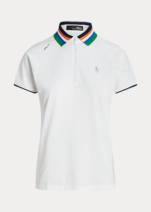 White Women’s Ralph Lauren Tailored Fit Quarter-Zip Polo Shirts White Women’s Ralph Lauren Tailored Fit Quarter-Zip Polo Shirts