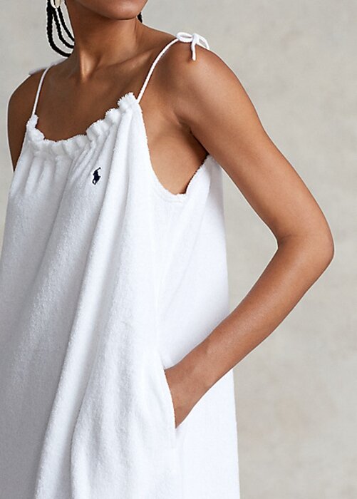 White Women’s Ralph Lauren Terry Tie-Shoulder Dress White Women’s Ralph Lauren Terry Tie-Shoulder Dress