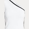 White Women’s Ralph Lauren Two-Tone One-Shoulder Cropped Sweaters White Women’s Ralph Lauren Two-Tone One-Shoulder Cropped Sweaters