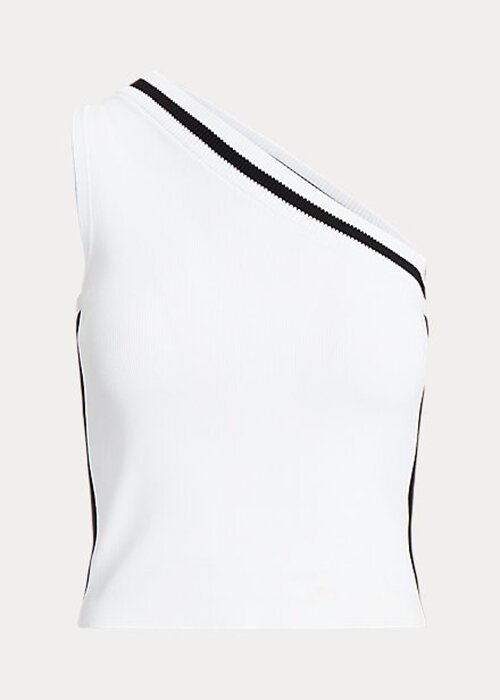 White Women’s Ralph Lauren Two-Tone One-Shoulder Cropped Sweaters White Women’s Ralph Lauren Two-Tone One-Shoulder Cropped Sweaters
