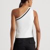 White Women’s Ralph Lauren Two-Tone One-Shoulder Cropped Sweaters White Women’s Ralph Lauren Two-Tone One-Shoulder Cropped Sweaters