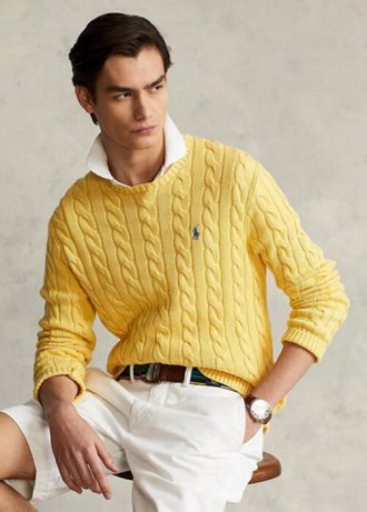 Yellow Men’s Ralph Lauren Cable-knit Cotton Jumper  Sweaters