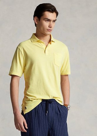 Yellow Men’s Ralph Lauren Classic Fit Cotton-Linen Polo Shirts