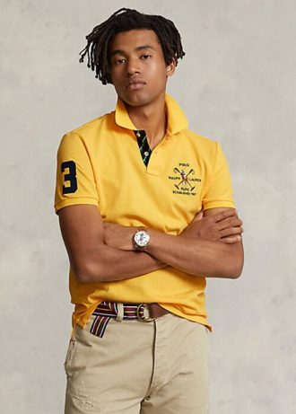 Yellow Men’s Ralph Lauren Classic Fit Crest Mesh Polo Shirts
