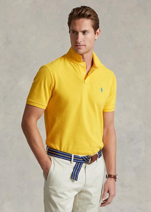 Yellow Men’s Ralph Lauren Custom Slim Fit Mesh Polo Shirts Yellow Men’s Ralph Lauren Custom Slim Fit Mesh Polo Shirts