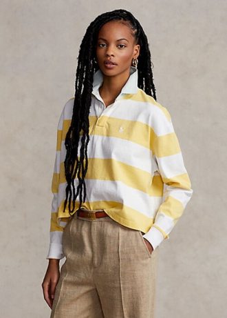 Yellow Women’s Ralph Lauren Striped Cropped Jersey Rugby Shirts