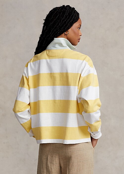 Yellow Women’s Ralph Lauren Striped Cropped Jersey Rugby Shirts Yellow Women’s Ralph Lauren Striped Cropped Jersey Rugby Shirts