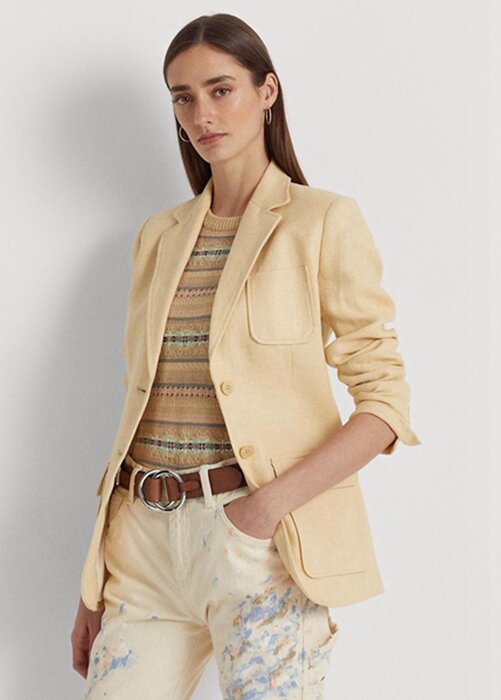 Yellow Women’s Ralph Lauren Herringbone Linen Blazers Yellow Women’s Ralph Lauren Herringbone Linen Blazers