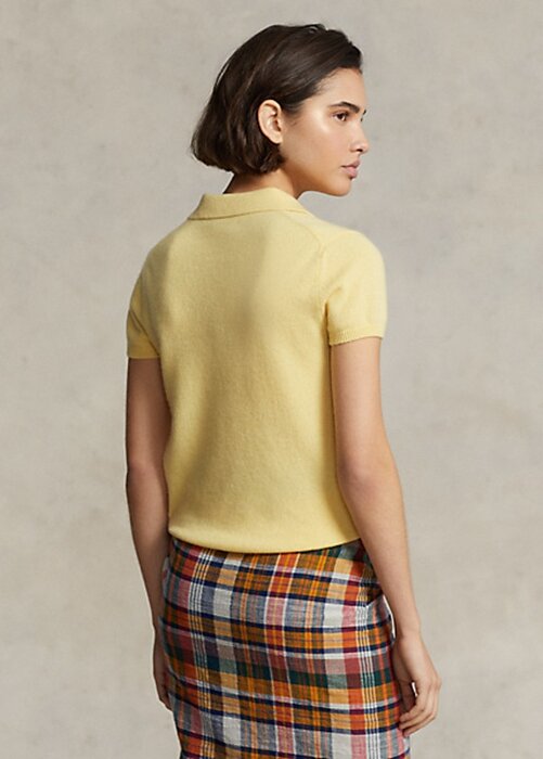 Yellow Women’s Ralph Lauren Slim Fit Cashmere Polo Shirts Yellow Women’s Ralph Lauren Slim Fit Cashmere Polo Shirts